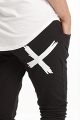 Home-Lee Apartment Pants Black with White X From BoxHill