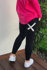 Home-Lee Apartment Pants Black with White X From BoxHill