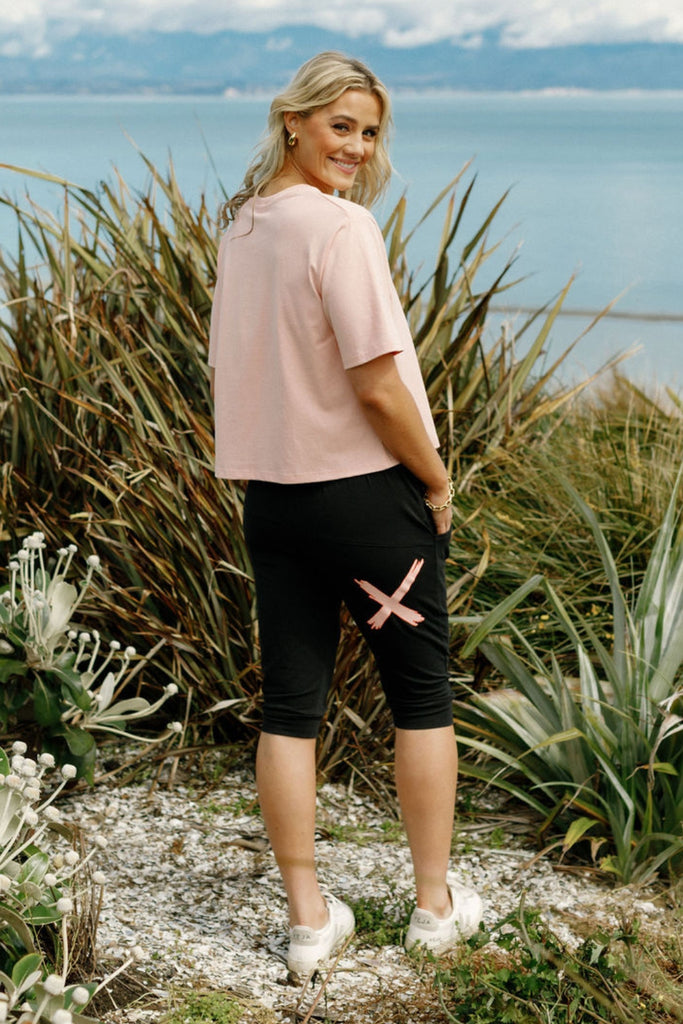 PRE-ORDER Homelee 3/4 Apartment Pants Black With Blossom Berry X From BoxHill