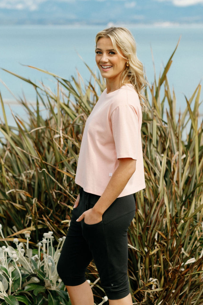 PRE-ORDER Homelee 3/4 Apartment Pants Black With Blossom Berry X From BoxHill