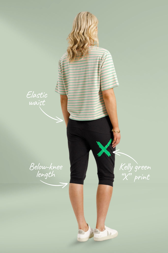 PRE-ORDER Homelee 3/4 Apartment Pants Black With Kelly Green X From BoxHill