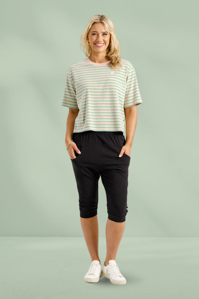 PRE-ORDER Homelee 3/4 Apartment Pants Black With Kelly Green X From BoxHill