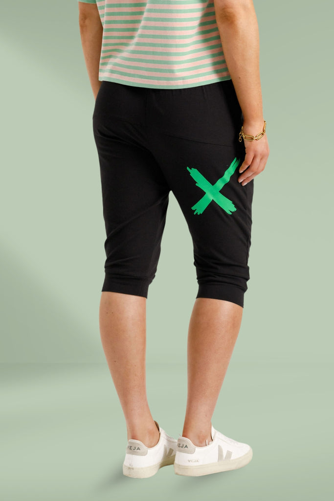 PRE-ORDER Homelee 3/4 Apartment Pants Black With Kelly Green X From BoxHill