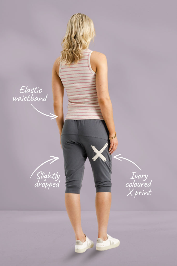 Homelee 3/4 Apartment Pants Graphite with Ivory X From BoxHill