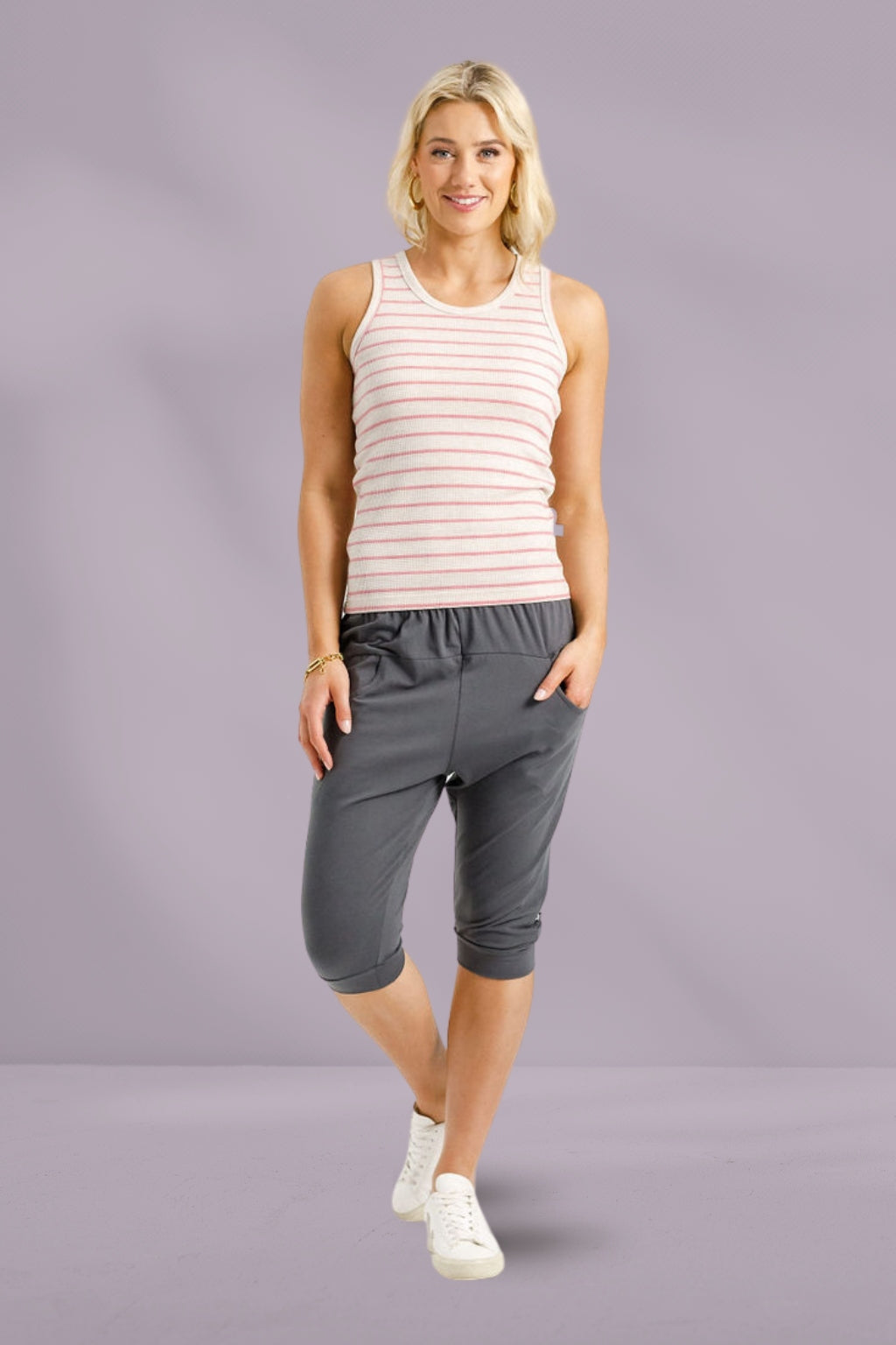 Homelee 3/4 Apartment Pants Graphite with Ivory X Home-Lee
