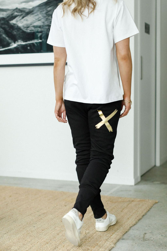 Homelee Alpine Apartment Pants Black with Gold X From BoxHill