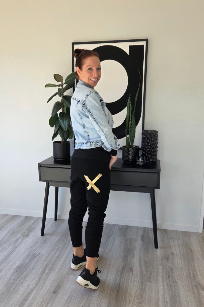 Homelee Alpine Apartment Pants Black with Gold X Home-Lee