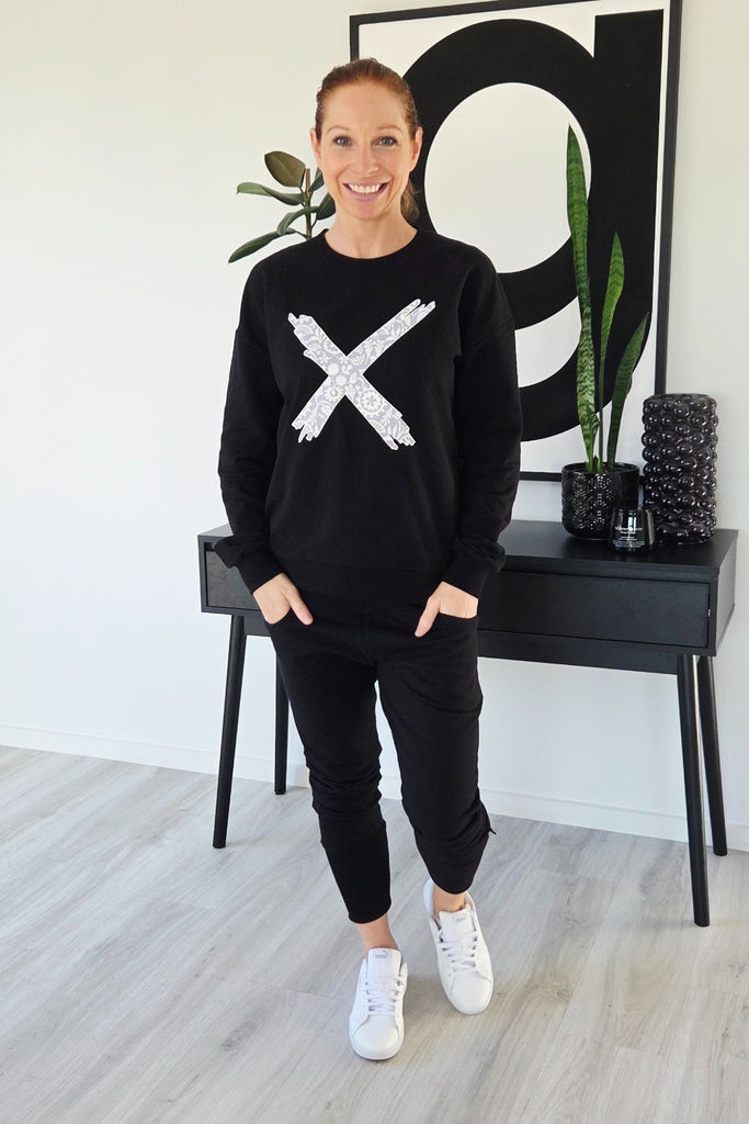 Homelee Alpine Apartment Pants Black with Lilac X From BoxHill