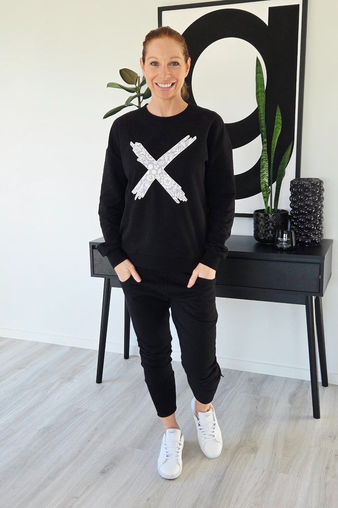 Homelee Alpine Apartment Pants Black with Lilac X From BoxHill