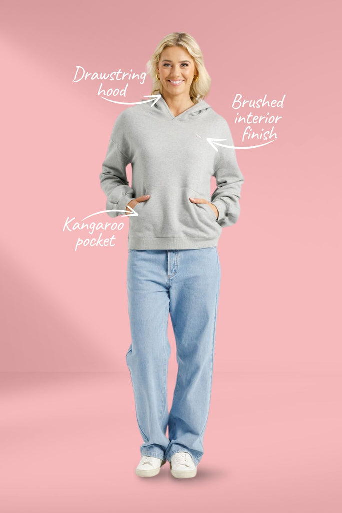 Homelee Alpine Elliot Hoodie Grey Marle with Silver X From BoxHill