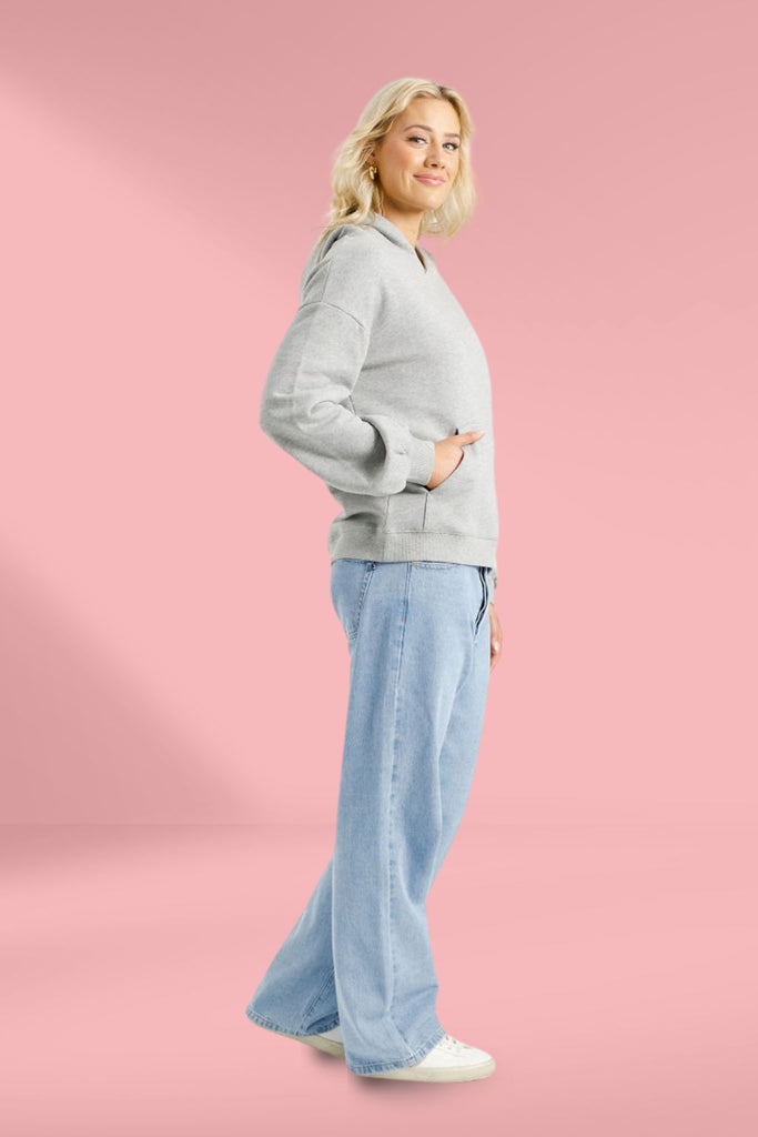 Homelee Alpine Elliot Hoodie Grey Marle with Silver X From BoxHill