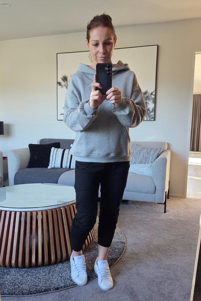 Homelee Alpine Elliot Hoodie Grey Marle with Silver X From BoxHill