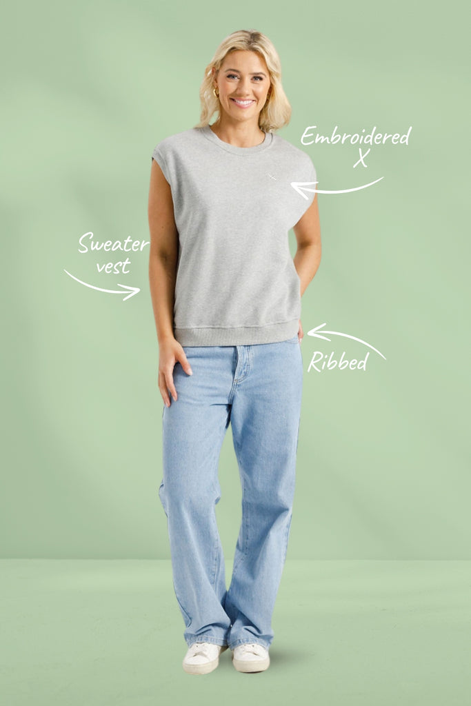 Homelee Alpine Sailor Tee Grey Marle with Silver X From BoxHill