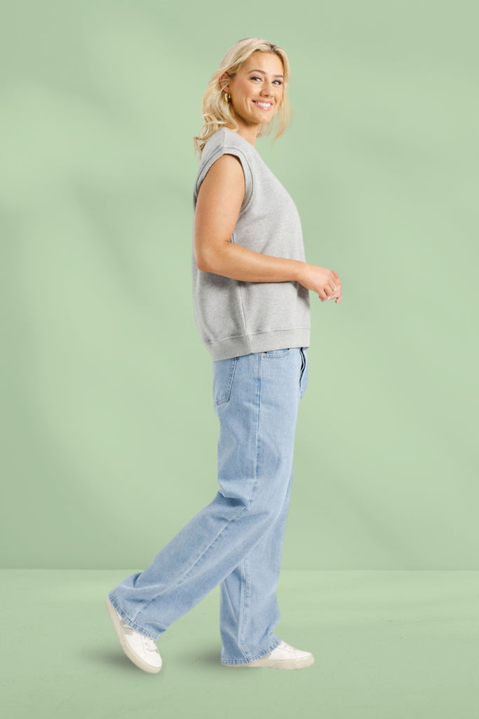 Homelee Alpine Sailor Tee Grey Marle with Silver X From BoxHill