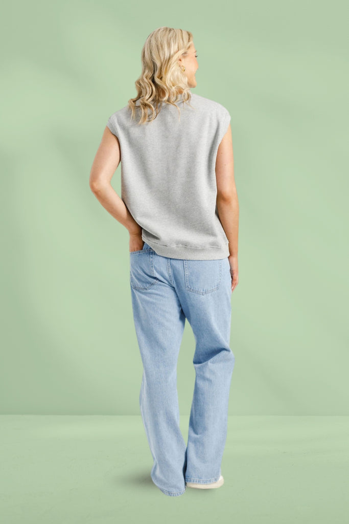 Homelee Alpine Sailor Tee Grey Marle with Silver X From BoxHill