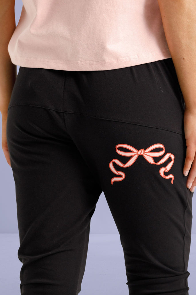 PRE-ORDER Homele Apartment Pants Black With Blossom Berry Bow From BoxHill