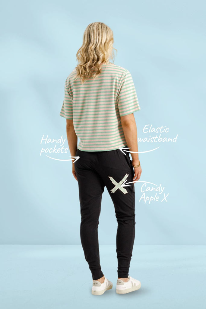 PRE-ORDER Homelee Apartment Pants Black With Candy Apple X From BoxHill