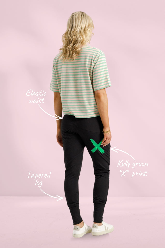 PRE-ORDER Homelee Apartment Pants Black With Kelly Green X From BoxHill