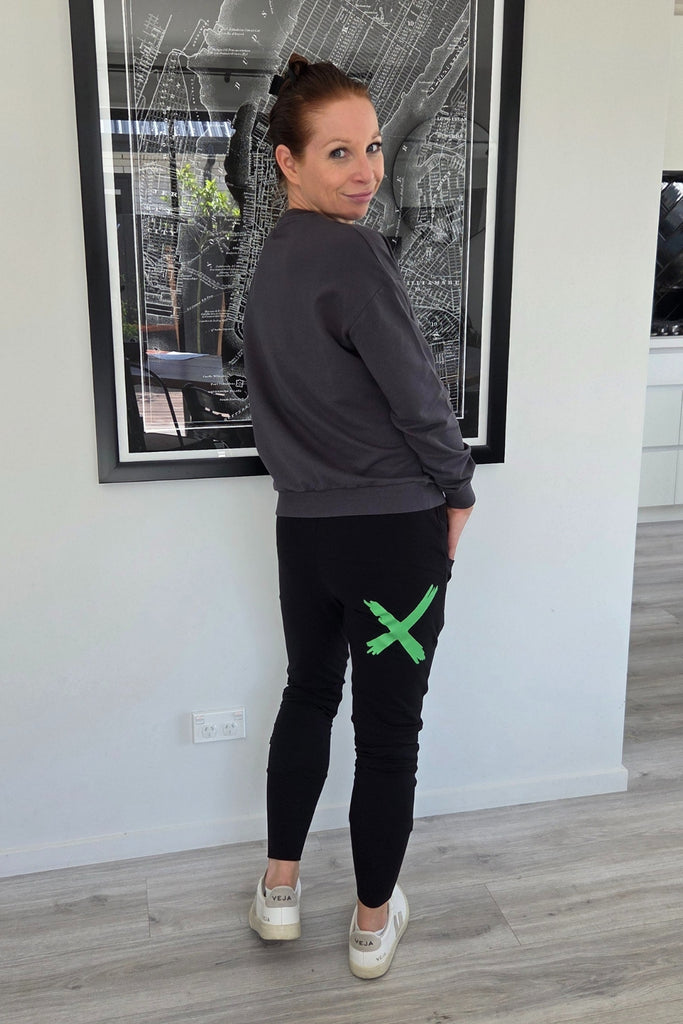 Homelee Apartment Pants Black With Kelly Green X From BoxHill