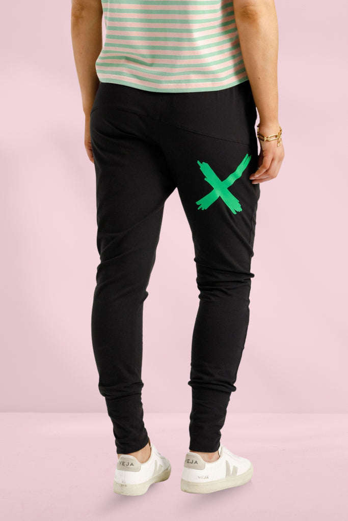 PRE-ORDER Homelee Apartment Pants Black With Kelly Green X From BoxHill