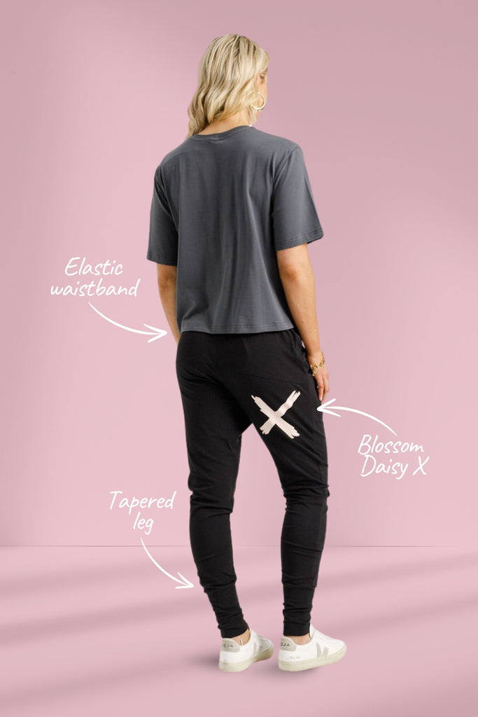 Homelee Apartment Pants Black with Blossom Daisy X From BoxHill