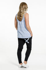Homelee Apartment Pants Black with Cerulean Stripe X From BoxHill