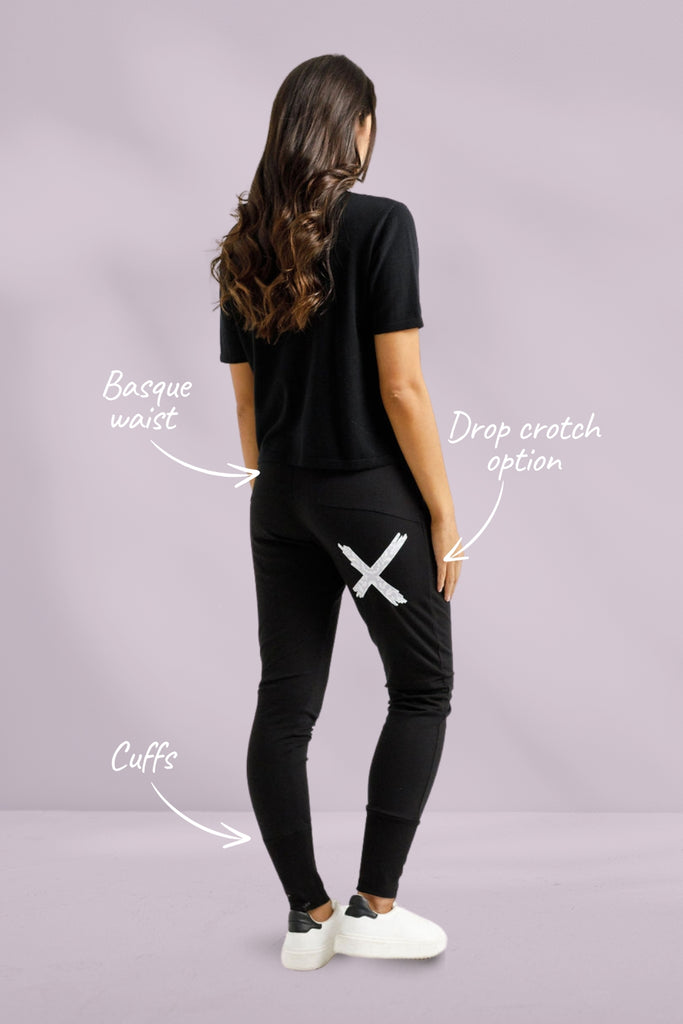 PRE-ORDER Homelee Apartment Pants Black with Lilac Damask X From BoxHill