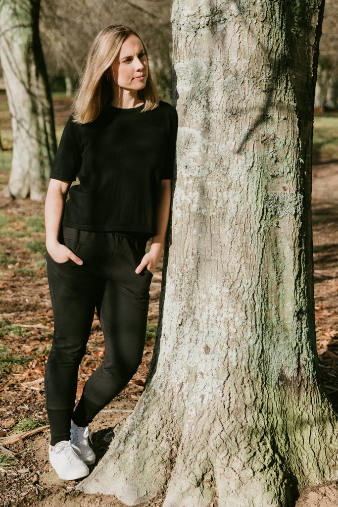 PRE-ORDER Homelee Apartment Pants Black with Lilac Damask X From BoxHill