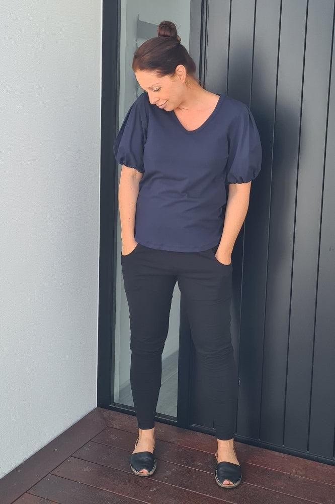 Home-Lee Apartment Pants Black with White X From BoxHill