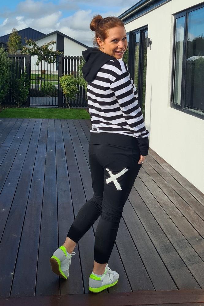 Home-Lee Apartment Pants Black with White X From BoxHill