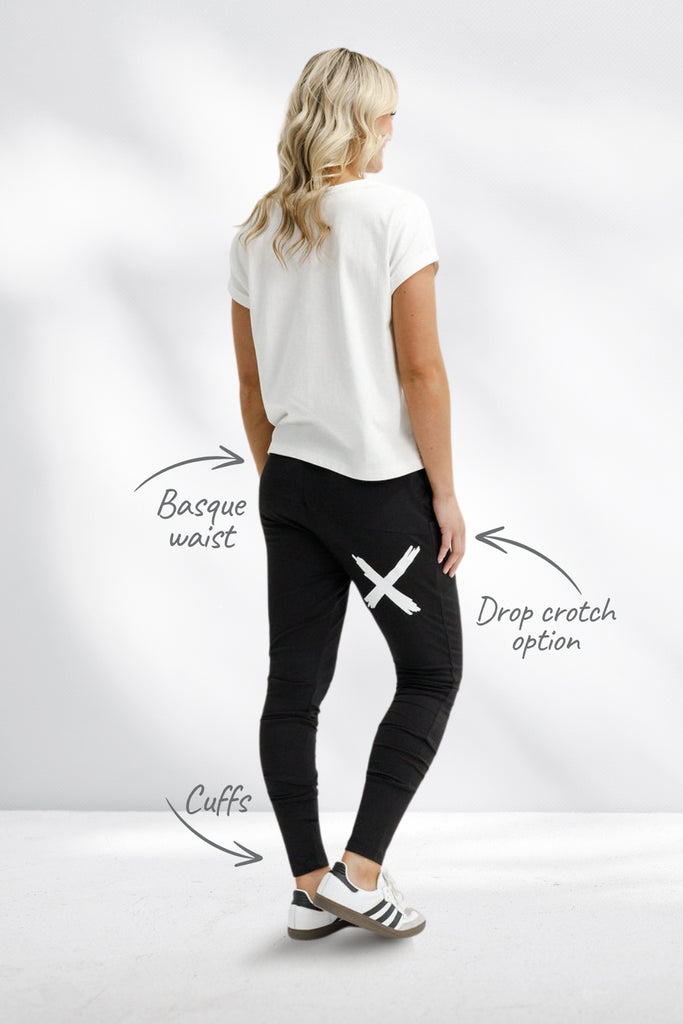 Homelee Apartment Pants Black with White X From BoxHill
