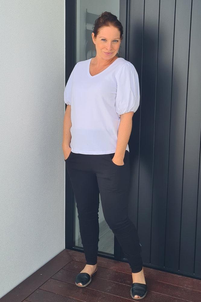 Home-Lee Apartment Pants Black with White X From BoxHill