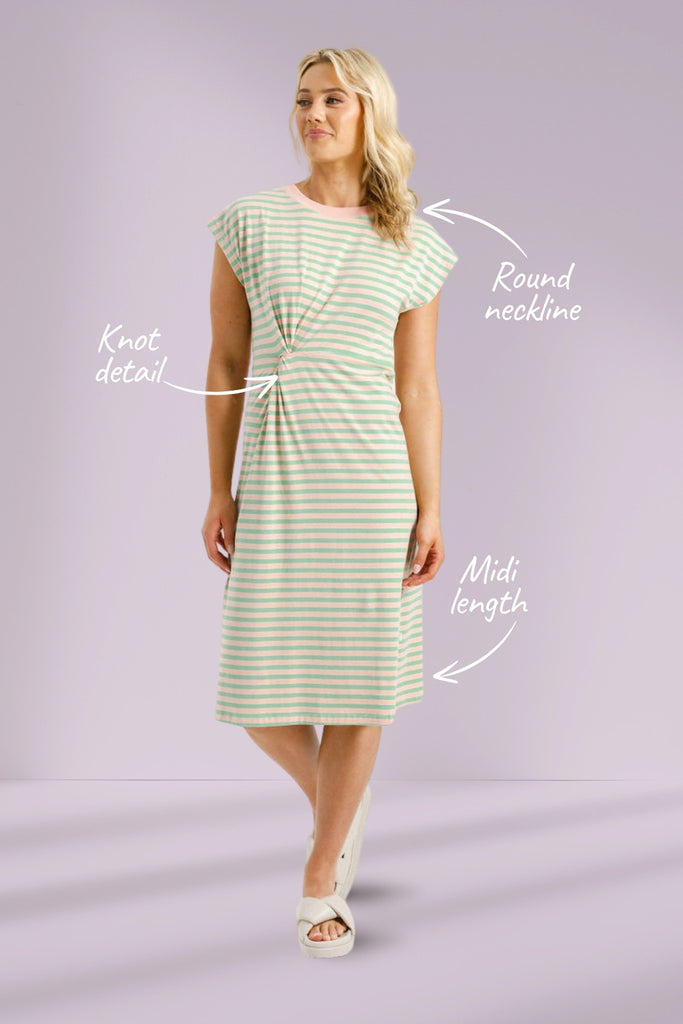 PRE-ORDER Homelee Aubrey Dress Candy Apple Stripes From BoxHill