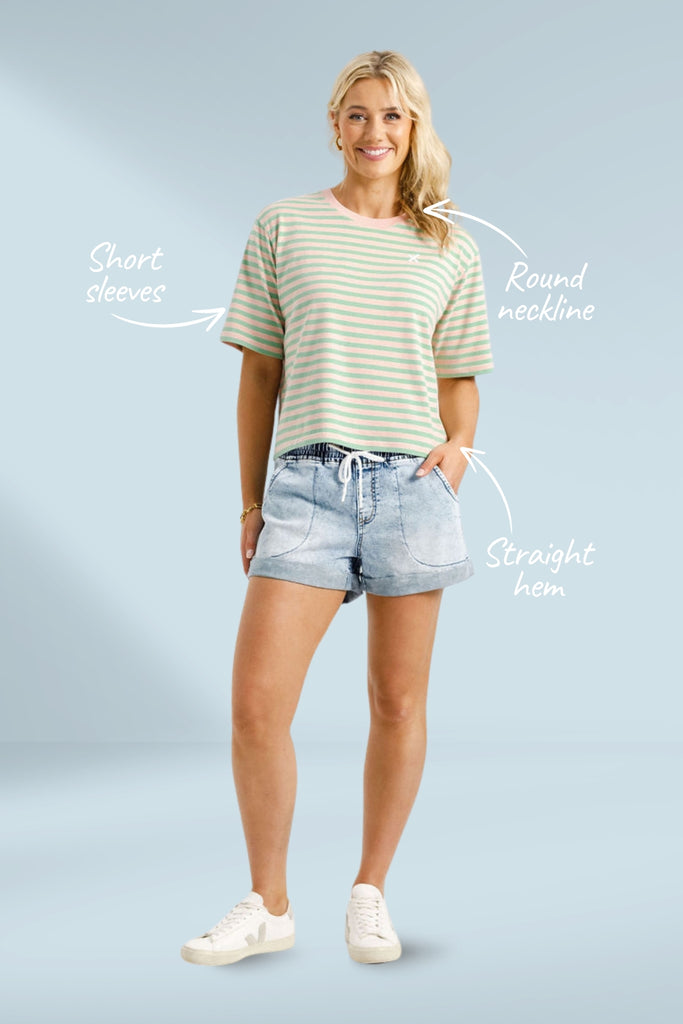 PRE-ORDER Homelee Becky Tee Candy Apple Stripes From BoxHill