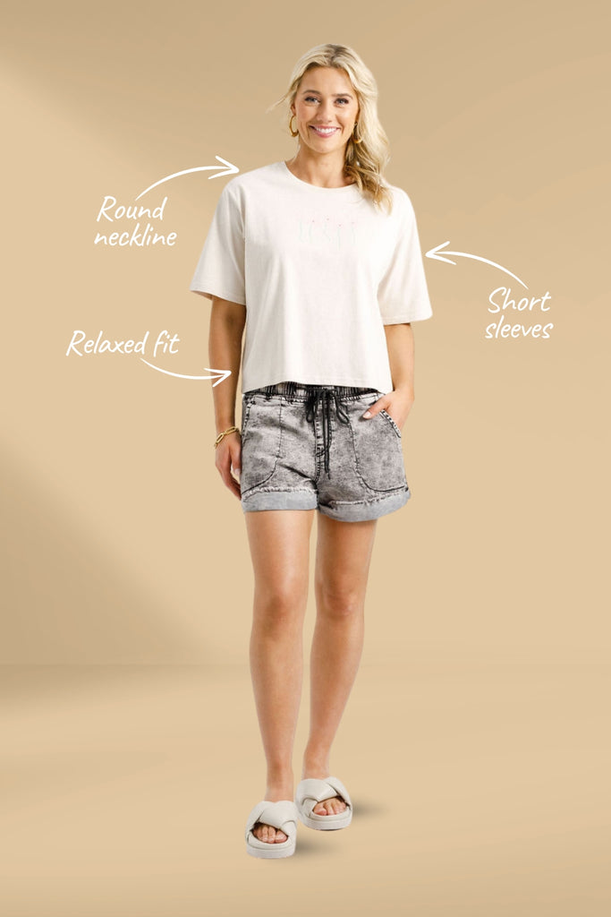 Homelee Becky Tee Ivory With Blossoms From BoxHill