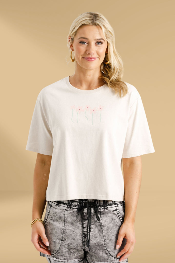 Homelee Becky Tee Ivory With Blossoms From BoxHill