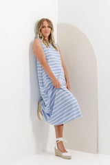 Homelee Bella Dress Cerulean Stripes From BoxHill