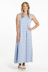 Homelee Bella Dress Cerulean Stripes From BoxHill