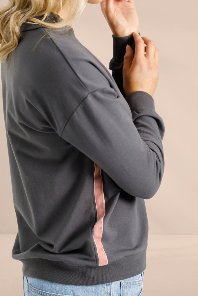 PRE-ORDER Homelee Camilla Collar Crew Graphite With Blossom Velvet Ribbon From BoxHill