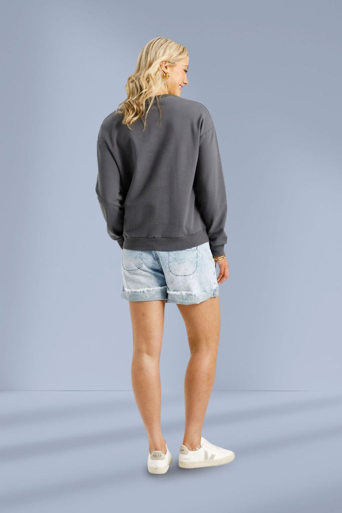 PRE-ORDER Homelee Camilla Crew Graphite With Candy Apple X From BoxHill