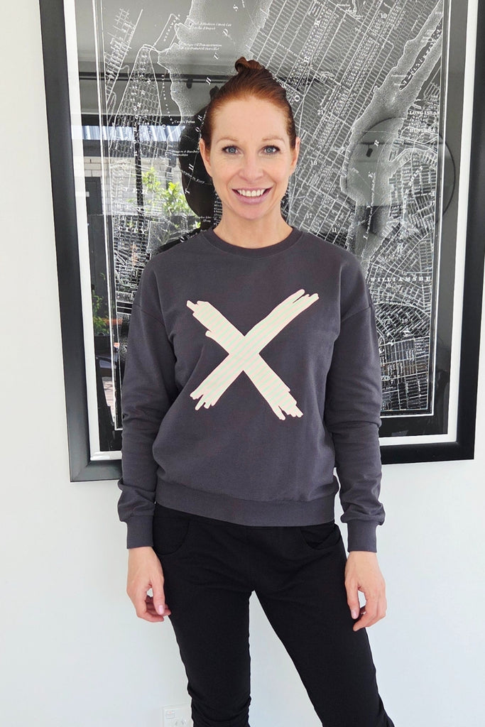 Homelee Camilla Crew Graphite With Candy Apple X From BoxHill