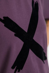 Homelee Chris Tee Plum with Black Flocked X From BoxHill
