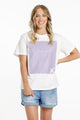 Homelee Chris Tee White with Periwinkle Panel From BoxHill