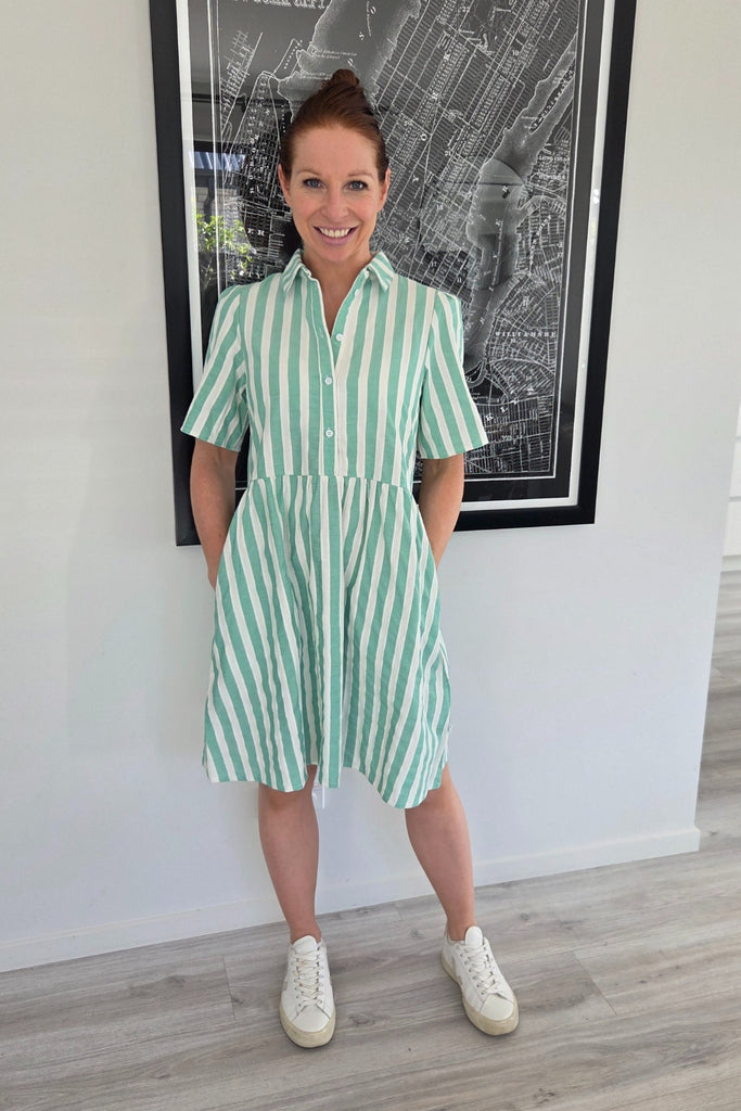 Homelee Cleo Mini Dress Apple Stripes From BoxHill