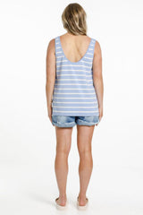 Homelee Heather Singlet Cerulean Stripes From BoxHill