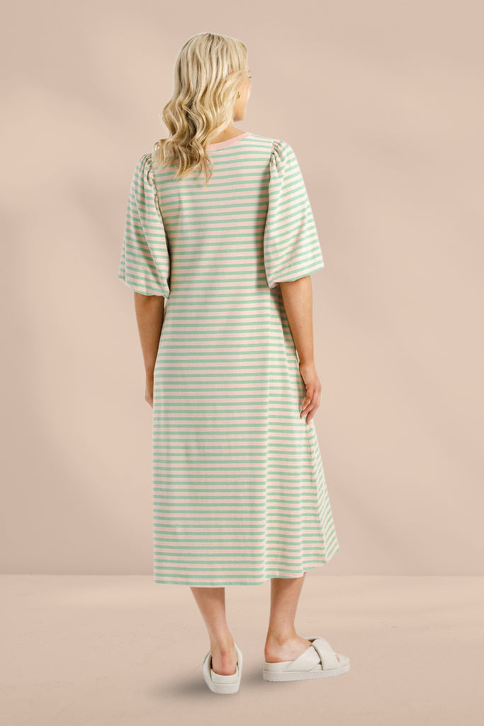PRE-ORDER Homelee Ivy Midi Dress Candy Apple Stripes From BoxHill