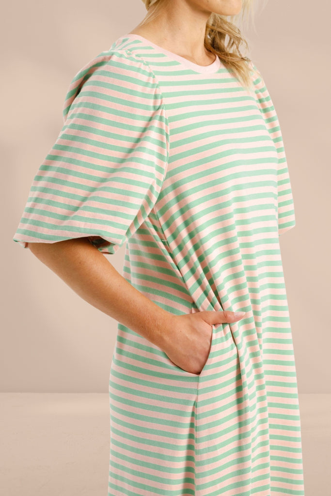 PRE-ORDER Homelee Ivy Midi Dress Candy Apple Stripes From BoxHill