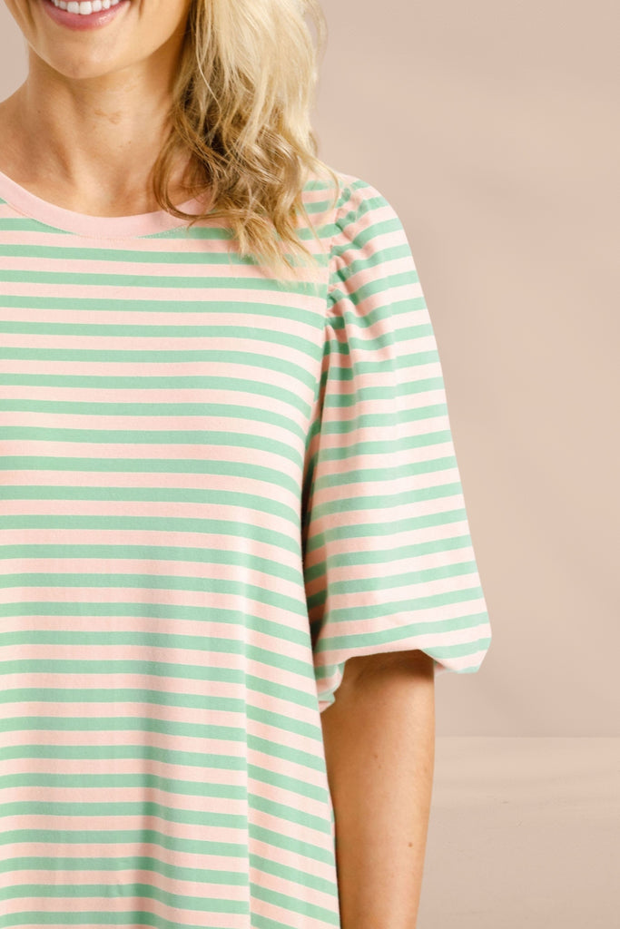 PRE-ORDER Homelee Ivy Midi Dress Candy Apple Stripes From BoxHill