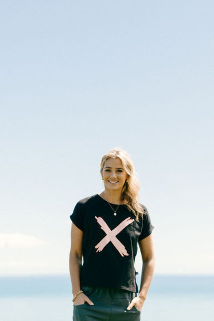 PRE-ORDER Homelee Jackie Tee Black With Blossom Berry X From BoxHill