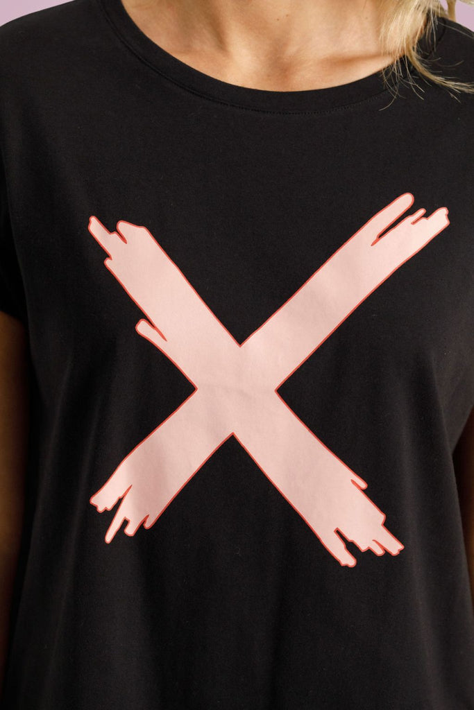 PRE-ORDER Homelee Jackie Tee Black With Blossom Berry X From BoxHill